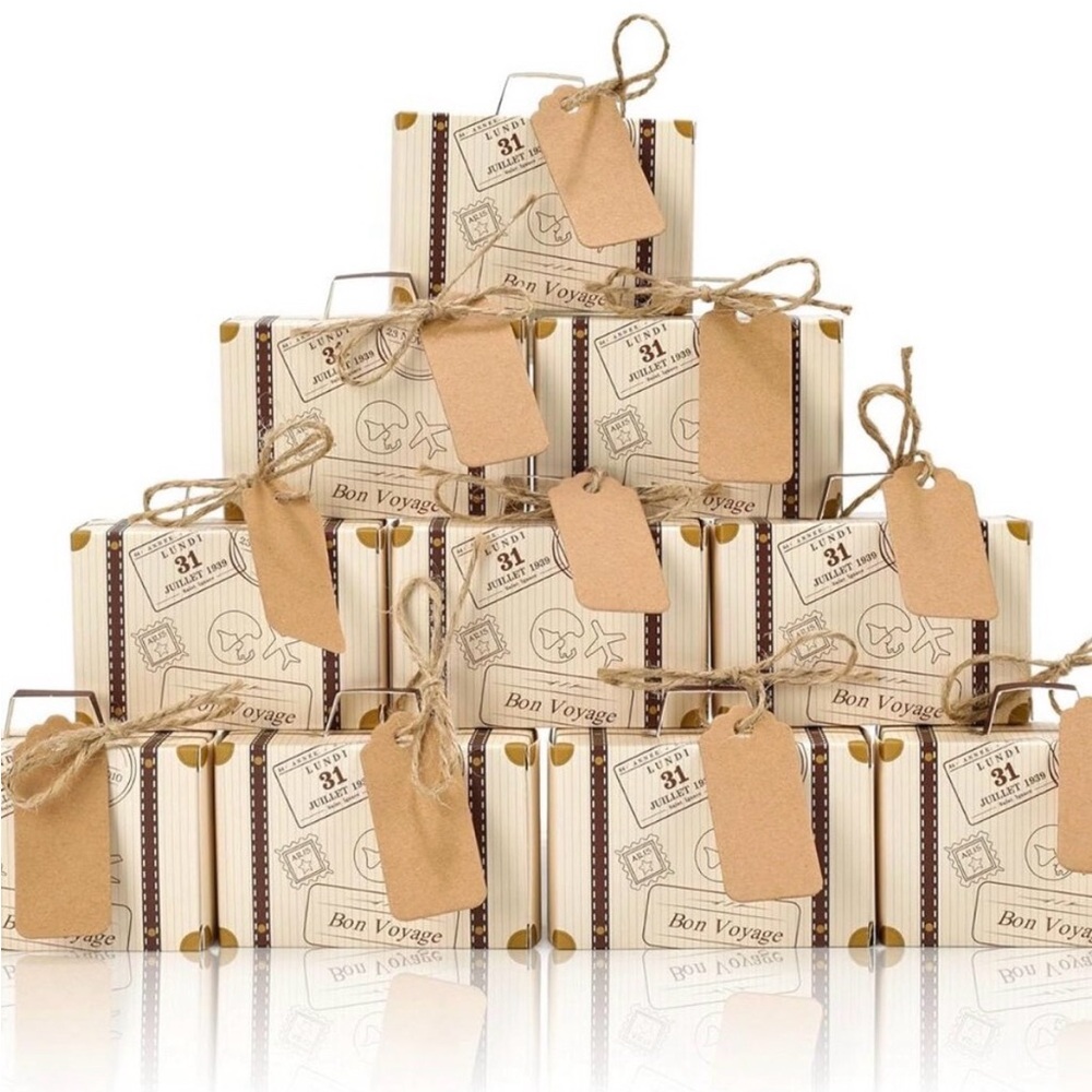 100! Bon Voyage Travel Mini Suitcase Party Favors or Gift Boxes